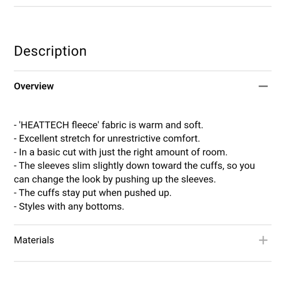 HEATTECH Fleece Crew Neck Long-Sleeve T-Shirt Size XS - Picture 7 of 7